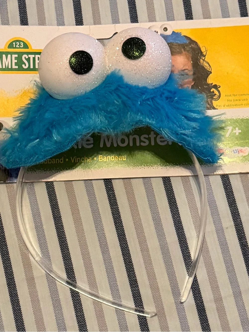 Disguise Cookie Monster Blue Fuzzy Headband with Glitter Eyes